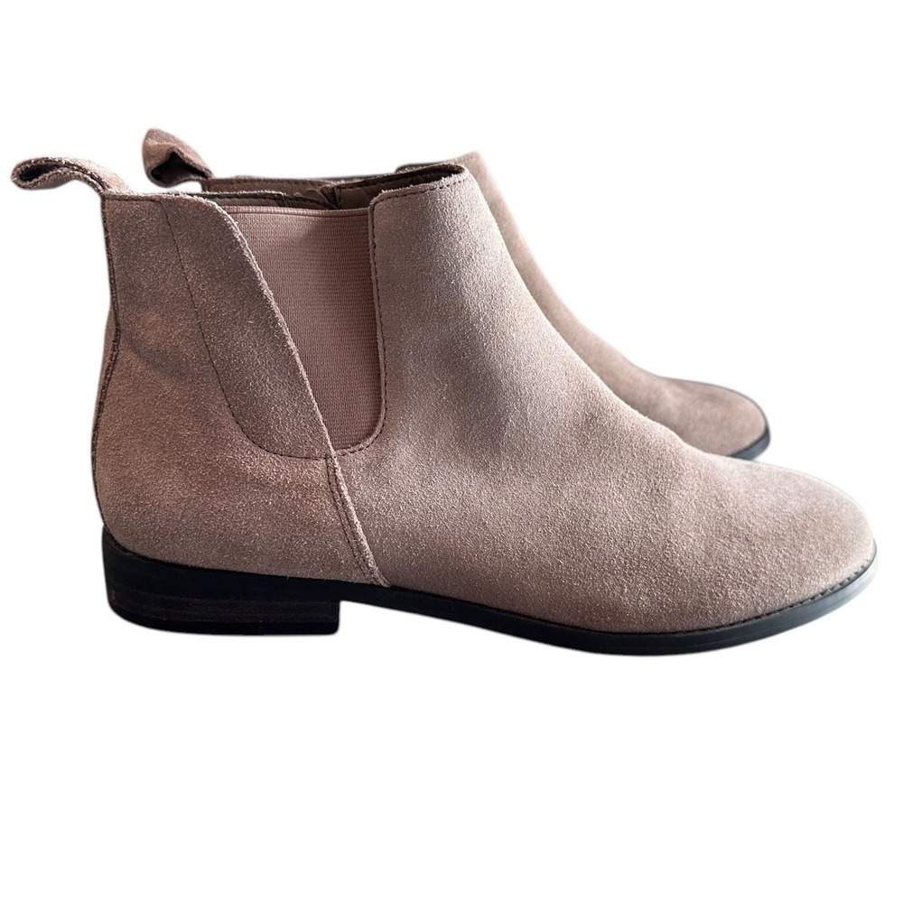 Lands End Ankle Bootie Women's 10 Tan Suede Chelsea Side Zip Beige Western Boho - Picture 2 of 9